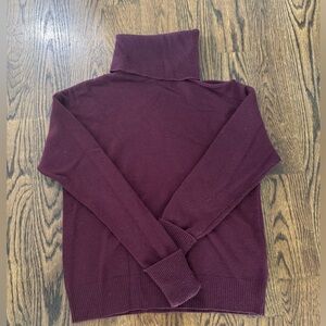 PAIGE  Turtleneck Sweater Knit Long Sleeve - color is wine and one open shoulder
